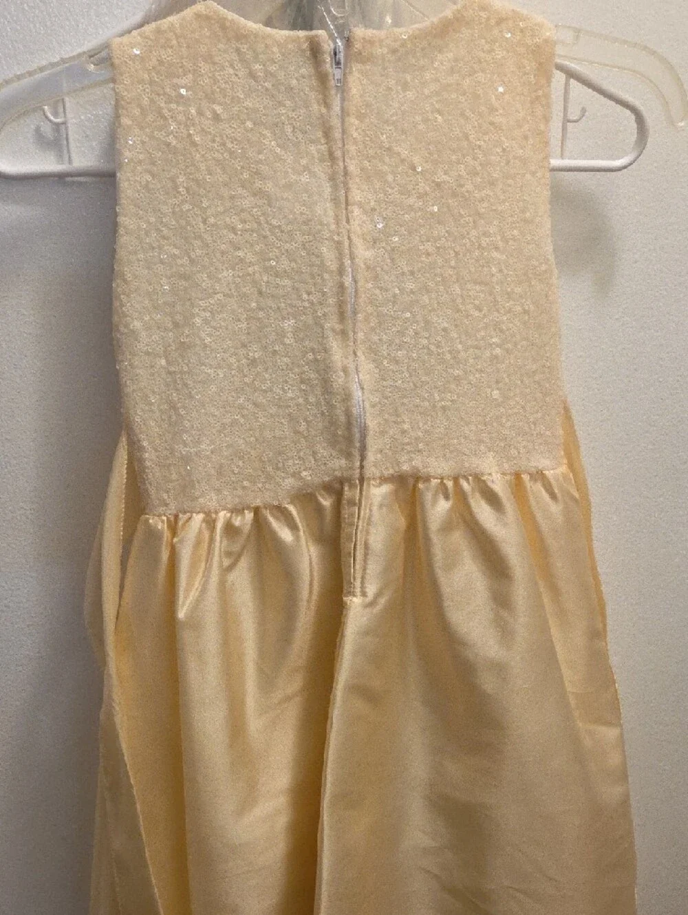 Girls Cream Satin and Sparkle Dress with Gold Bow - Picture 4 of 4